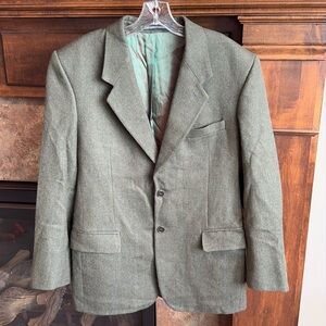 Mens United Colors of Benetton Italy made army green wool blazer jacket size 50